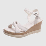Sandalias Cuña con Nudo y Hebilla