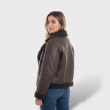 Chaqueta Oversize con Cuello de Piel