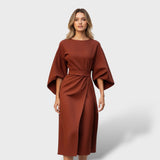 Vestido con Mangas Farol y Cinturón