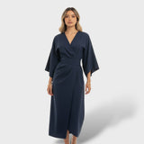 Vestido con Mangas Farol y Cinturón