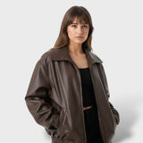 Chaqueta Oversized de Cuero Sintético