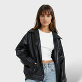 Chaqueta Oversized de Cuero Sintético