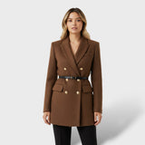 Abrigo de Tweed con Doble Botonadura