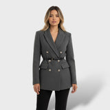 Abrigo de Tweed con Doble Botonadura