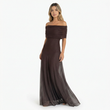 Vestido Largo Chiffon Hombros Caídos