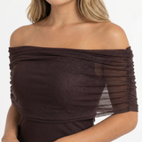 Vestido Largo Chiffon Hombros Caídos