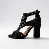 Sandalias de Tacón Bloque Caladas