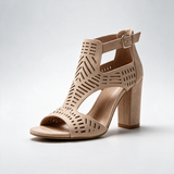 Sandalias de Tacón Bloque Caladas