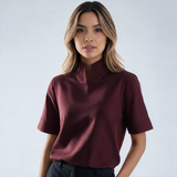 Blusa de Cuello Alto con Escote