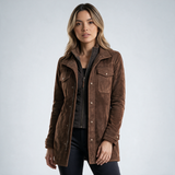 Chaqueta Larga de Ante con Bolsillos
