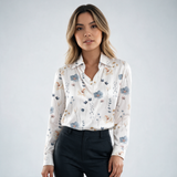Blusa Satinada con Escote Drapeado