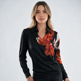 Blusa Satinada con Escote Drapeado