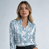 Blusa Satinada con Escote Drapeado