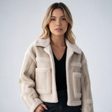 Chaqueta de Borreguito con Cuello Solapa