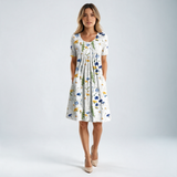 Vestido Midi con Pliegues y Bolsillos
