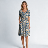 Vestido Midi con Pliegues y Bolsillos