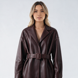 Chaqueta con Cinturón y Solapa Estructurada