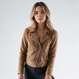 Chaqueta Corta de Ante con Cremallera