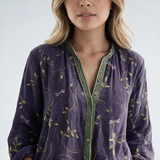 Camisa Estampado de Hojas Vintage