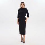 Conjunto Top Cuello Barco Falda Midi