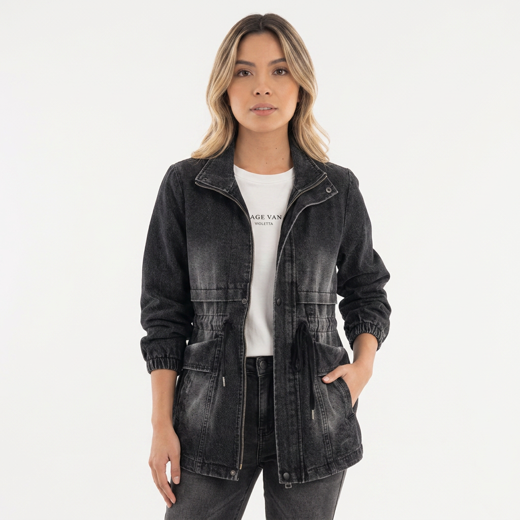 Chaqueta Vaquera Cordón Ajustable en Cintura