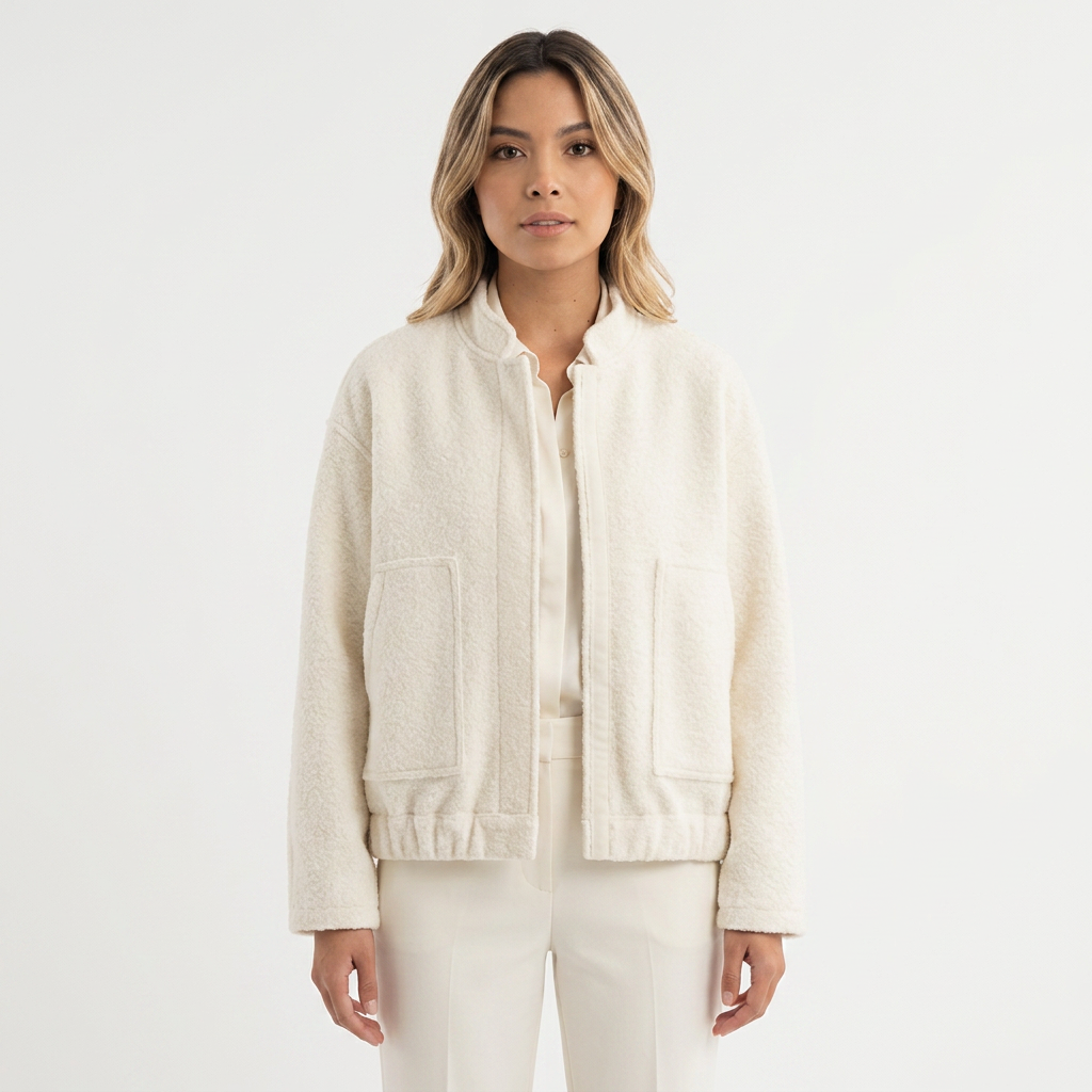 Chaqueta Bomber Bouclé con Bajo Elástico