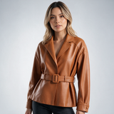Chaqueta con Cinturón y Solapa Estructurada