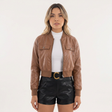 Chaqueta Bomber Corta Bolsillos con Botón