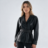 Chaqueta con Cinturón y Solapa Estructurada