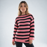 Jersey de Rayas Oversize Cuello Redondo