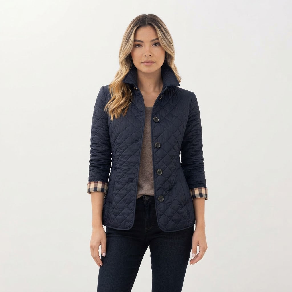 Chaqueta Acolchada Cuello Camisero con Botones