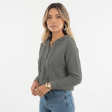 Jersey Cropped con Capucha y Botones