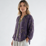 Camisa Estampado de Hojas Vintage