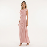 Vestido Largo con Cuello Drapeado