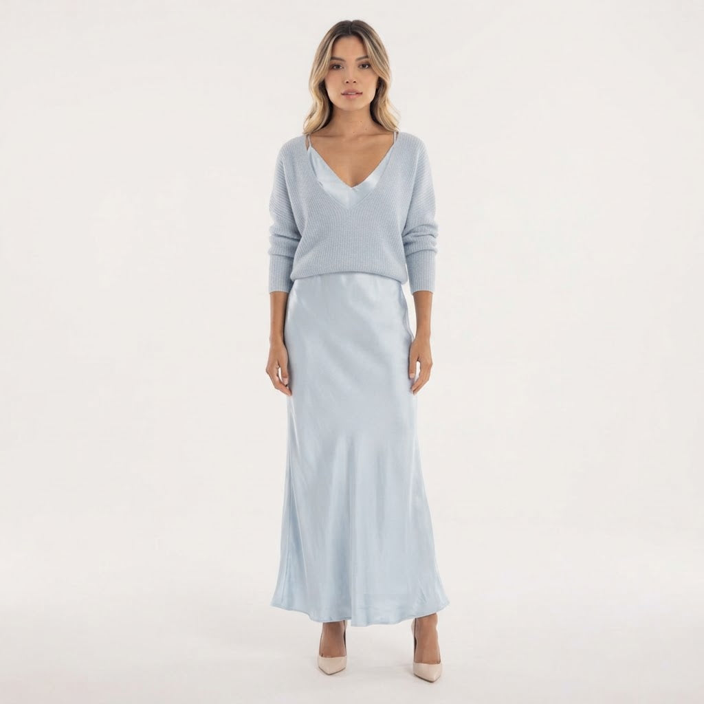 Vestido Midi con Jersey a Juego