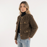 Chaqueta Cuello Redondo Bolsillos con Botones