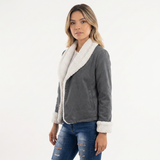Chaqueta Efecto Ante con Solapas Borreguito