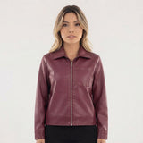 Chaqueta Efecto Piel con Cuello Camisero