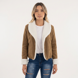 Chaqueta Efecto Ante con Solapas Borreguito
