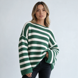 Jersey de Rayas Oversize Cuello Redondo