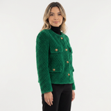 Chaqueta Cuello Redondo Bolsillos con Botones