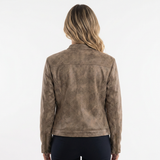 Chaqueta Biker Efecto Ante Cuello Mao