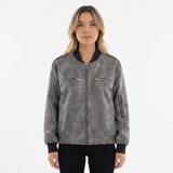 Chaqueta Bomber Cremalleras Efecto Envejecido