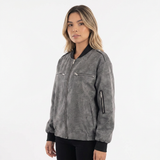 Chaqueta Bomber Cremalleras Efecto Envejecido