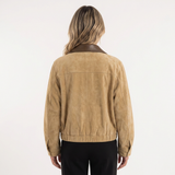 Chaqueta Corta Efecto Ante Cuello Contrastado