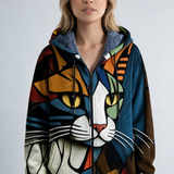 Cárdigan con Estampado de Gatos
