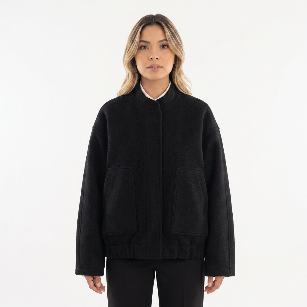 Chaqueta Bomber Bouclé con Bajo Elástico