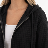 Chaqueta con Capucha Textura Cuadriculada