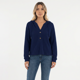 Jersey Cropped con Capucha y Botones