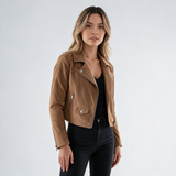 Chaqueta Corta de Ante con Cremallera